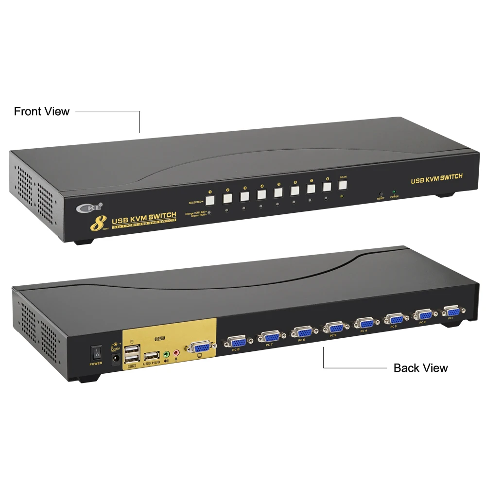 USB KVM переключатель VGA 8 портов с кабелями, ПК МОНИТОР Клавиатура Мышь Переключатель Поддержка аудио и микрофон стойка крепление CKL-9138UA