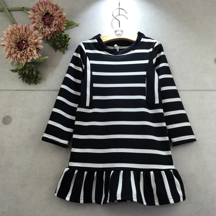 New Arrival Autumn Baby Girl Stripe Design Princess Dress Clothes Long Sleeve Cotton Mermaid Toddler 3-7 Years Old | Детская одежда и