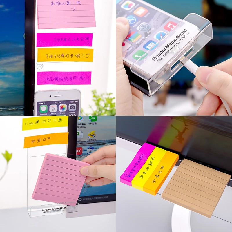 

Creative Acrylic Computer Display Screen Sticker Notes Practical Message Boards Multifunction Transparent Adhesive Phone Holders