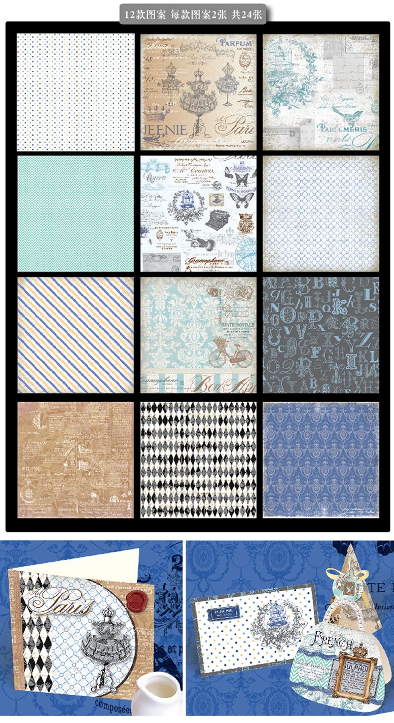 Энопоздравительная синяя бумага для скрапбукинга винтажное слово птица