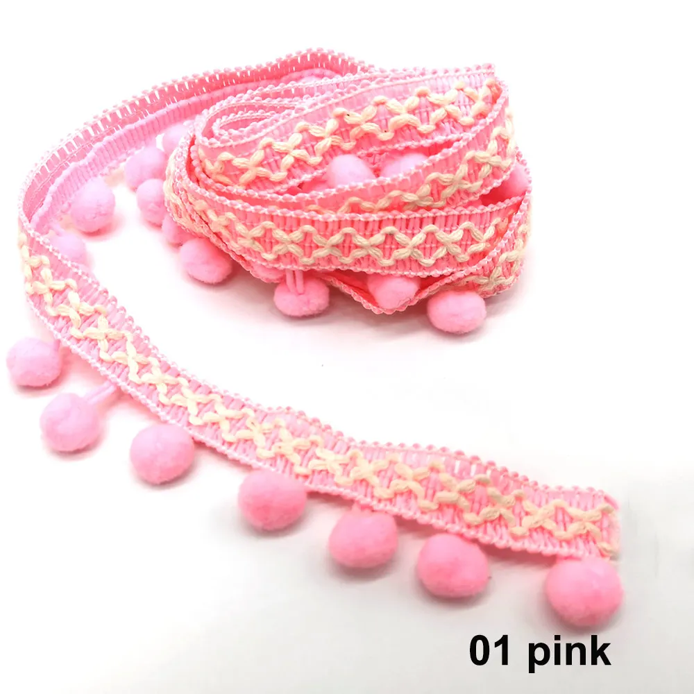 01 pink 5 ярдов, отделка помпонами, кружевная ткань для шитья, аксессуары для шитья, отделка помпоном, кисточка, шаровая лента с бахромой, швейное кружево для рукоделия, материал одежды - Цвет: 01 pink