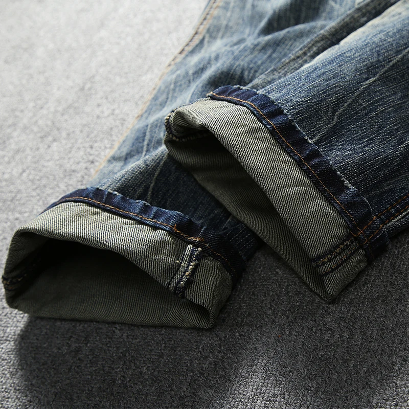

Newly Fashion Men's Jeans Retro Vintage Designer Slim Fit Classical Jeans Cotton Denim Pants Superably Brand Biker Jeans Men 206