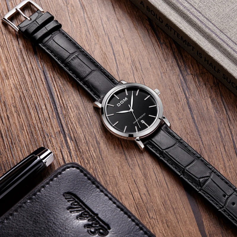 Мужские часы Dom повседневные водонепроницаемые винтажные настольные