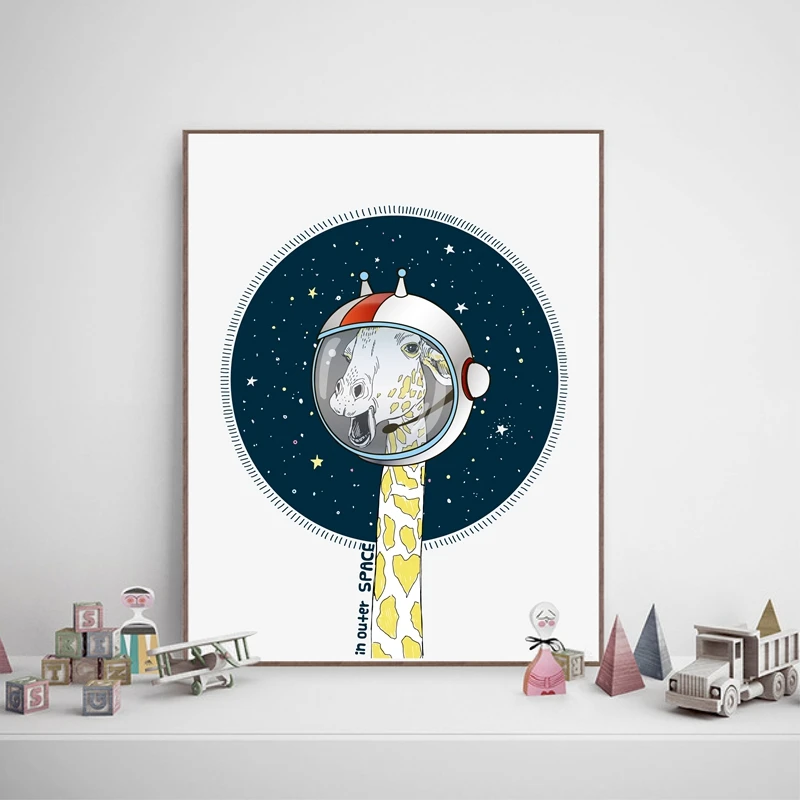 Астронавт Жираф мультфильм постеры скандинавский стиль дети украшение картина с