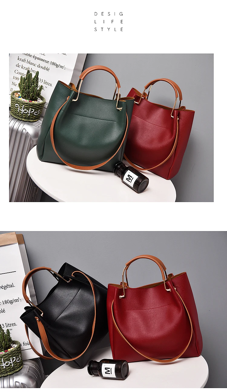 Brand Design Women Shoulder Bag Large Capacity Chain Bucket Handbags Quality PU Leather Women's Totes Shopping Bag sac a main