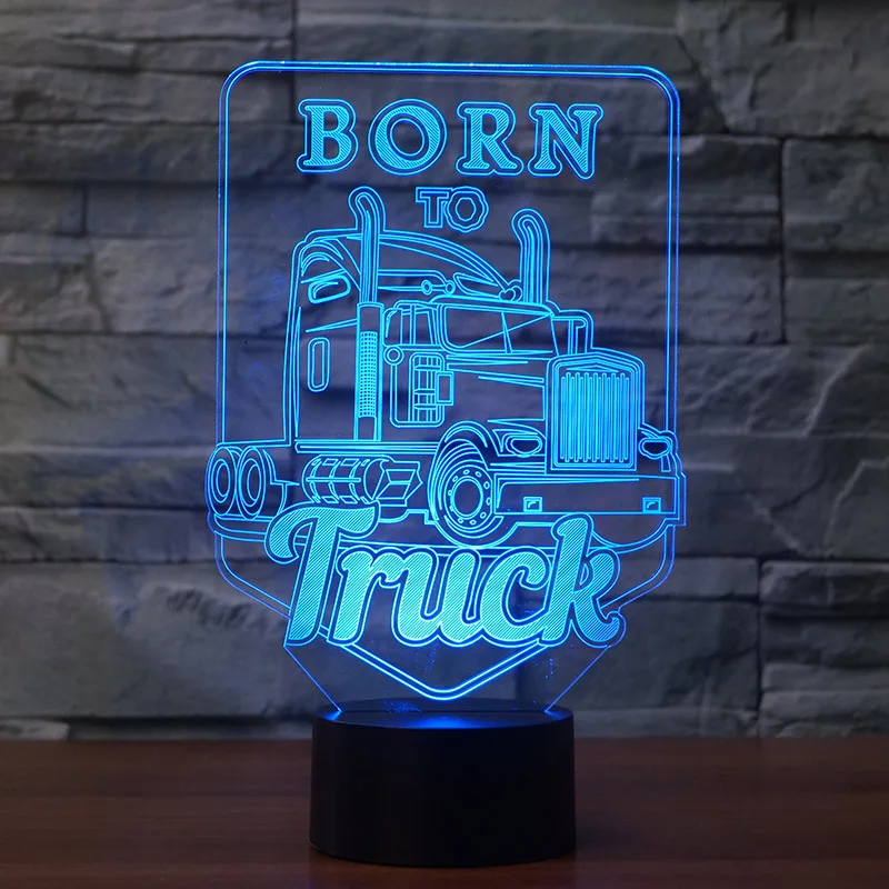 3D ночник большой грузовик born to truck 7 Изменение цвета градиент сенсорный