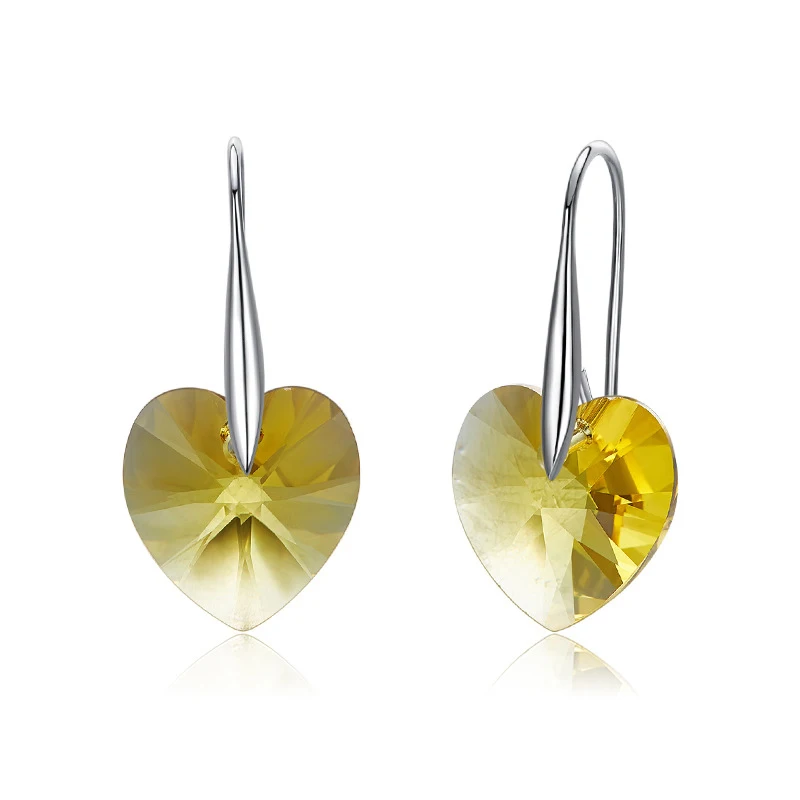 BAFFIN классические Висячие серьги, Висячие сердца, кристаллы от Swarovski, для женщин, серебряный цвет, серьги, ювелирное изделие для девушек, друзей, подарок - Окраска металла: Light Topaz