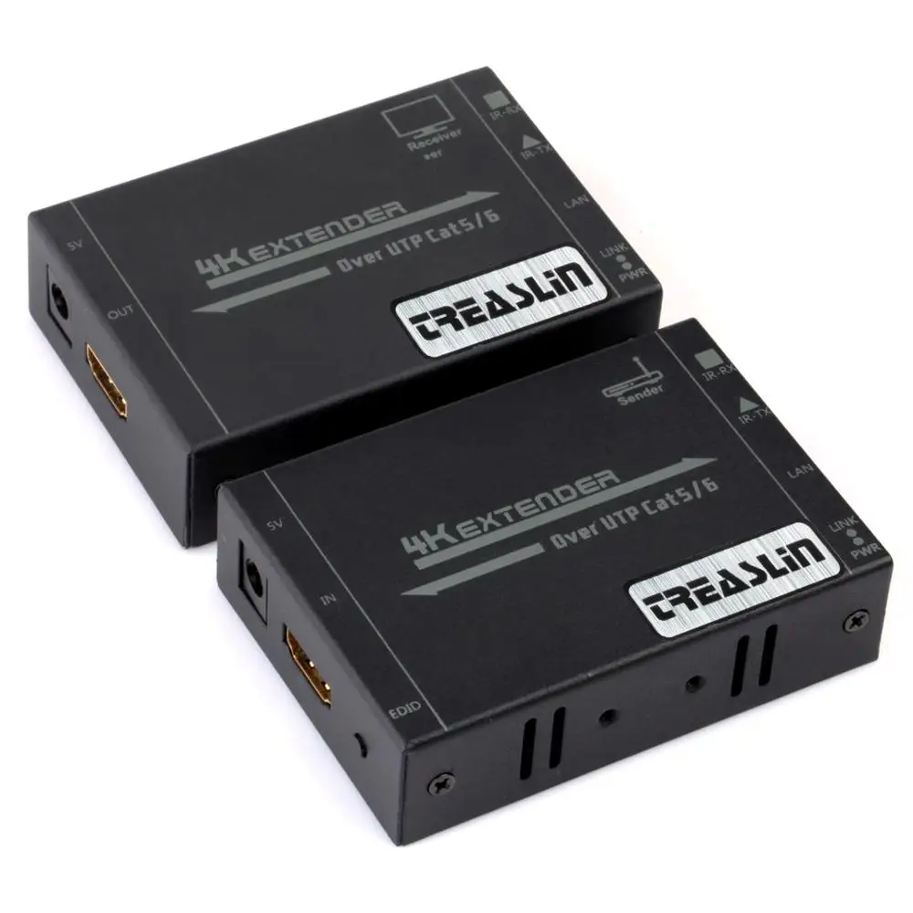TreasLin 4 К HDMI удлинитель ИК-удлинителя по UTP Cat6 до 164FT (50 м) с двунаправленного ИК для