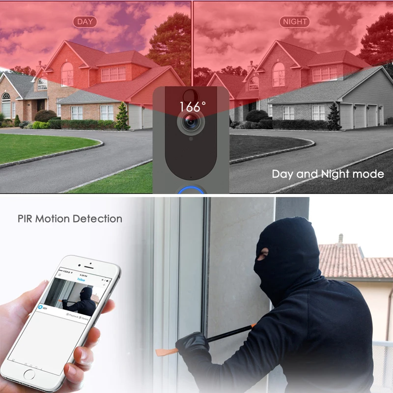 Eken V7 1080P смарт WiFi видео дверной звонок камера визуальный домофон с колокольчиком IP дверной звонок беспроводная домашняя камера безопасности