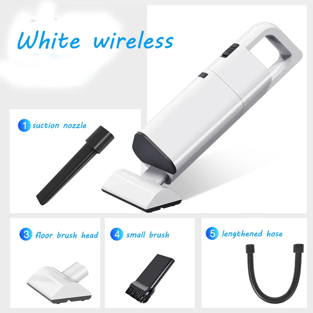 White wireless Портативный автомобильный пылесос 12 В, беспроводной автомобильный пылесос для сухой и влажной уборки, двойное использование, удерживающий пылесос - Цвет: White wireless