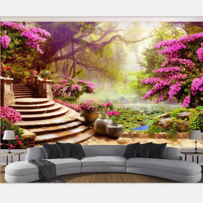 

beibehang Custom Living Room Bedroom Wallpaper Mural Fashion Garden Woods Landscape 3d Background Wall Decorative Painting