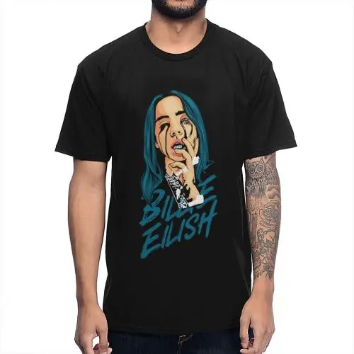 Удивительный океана глаз Billie Eilish футболка унисекс в стиле «хип-хоп»; стильная футболка Hipster футболка