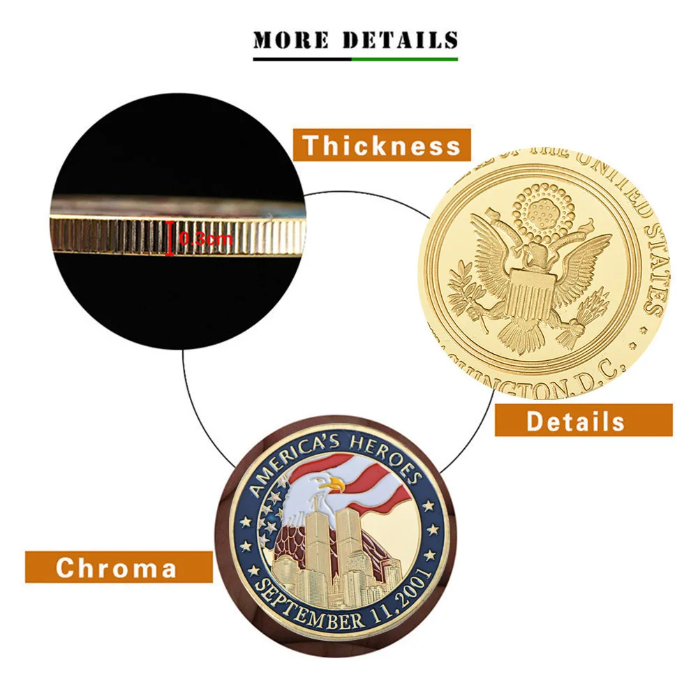 WR 1 oz 999 24k Gold Plated Foil Coin Commemorative USA Army Challenge 9.11 2011 Home Decorative Art Crafts | Дом и сад