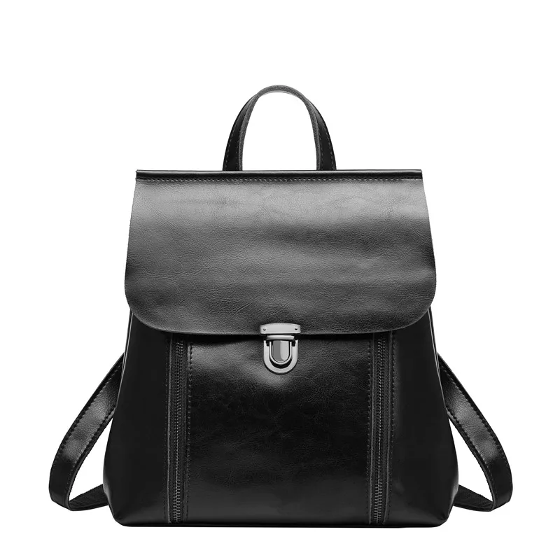 Fashion women oil wax cow split leather backpacks for teenage girls female 2 ways large capacity shoulder bags #Q0790  Багаж и