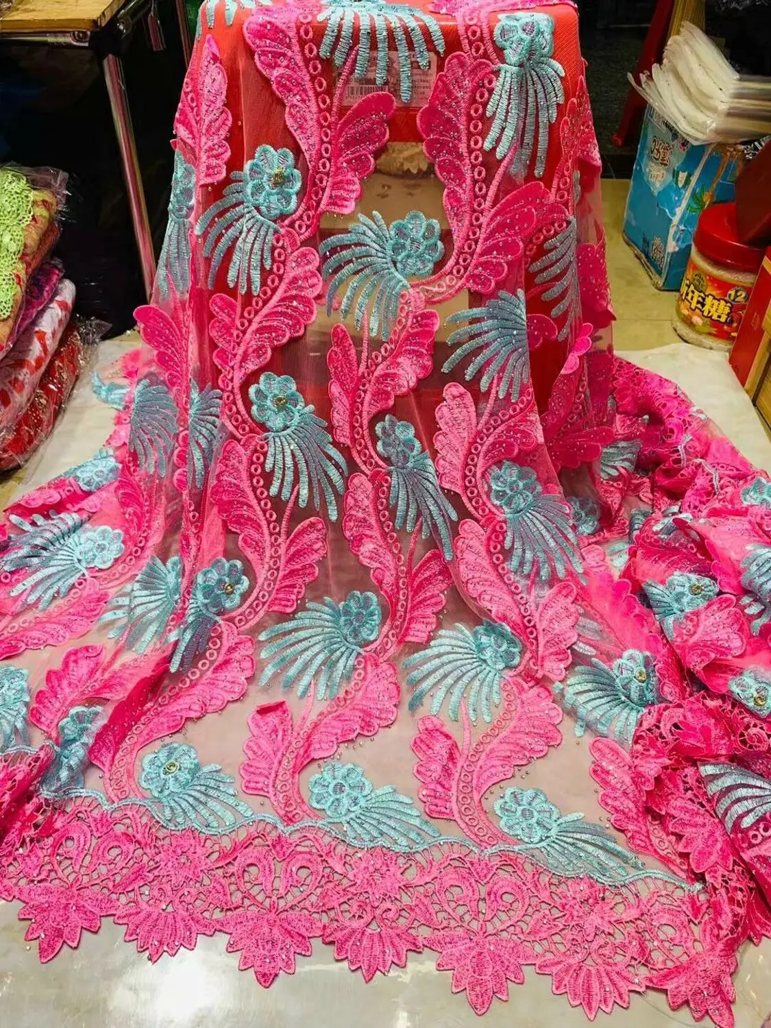 

African Lace Fabric 2019 High Quality French Lace Fabric With Beads Embroidery Lace Fabric For Women Party Dress NLY67