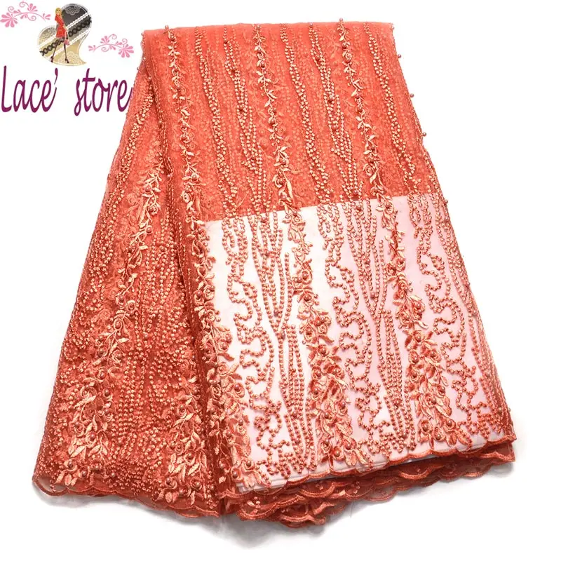 Высокое качество африки бисера кружевной ткани для Французский в tulled кружева F1096