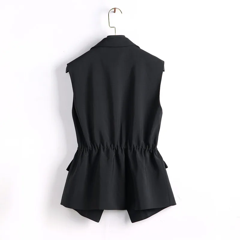 S-2XL, новинка, OL, Модный женский костюм, жилет, короткий, стильный, эластичный пояс, тонкий, элегантный, офисный, большой размер, Женский Топ, черный, белый цвет, куртки