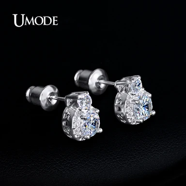 UMODE Позолоченные небольшие серьги гвоздики с 0.5см и 0.3см цирконием Новинка Серьги