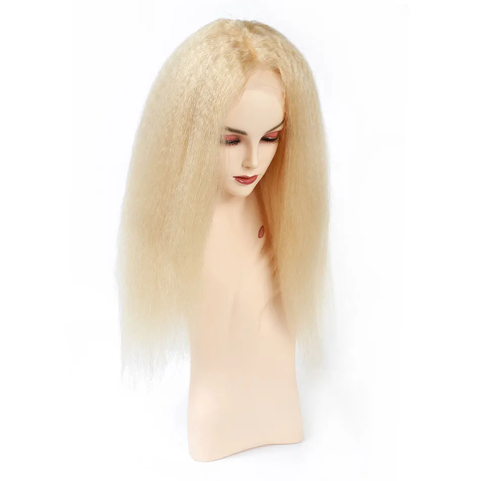 Bestsojoy кудрявый прямой м Remy 13x4 человеческие волосы на шнуровке фронтальные парики 613 блонд "-26" Длинные 150% плотность волос парики