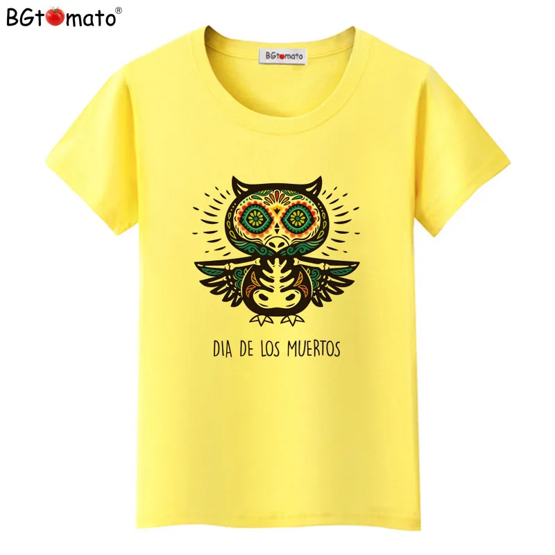 BGtomato T shirt Skull owl funny t shirts 2021 New style tshirt women Four colors cool top tees Cheap sale brand tee | Женская одежда