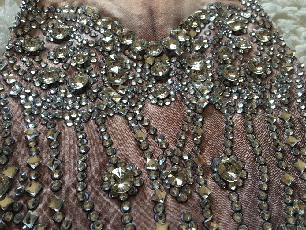 

Women Sexy Stage Silver Tassels Long Dress Sparkly Crystals Dresses Nightclub DJ Singer Stage Costume Birthday Party Costumes