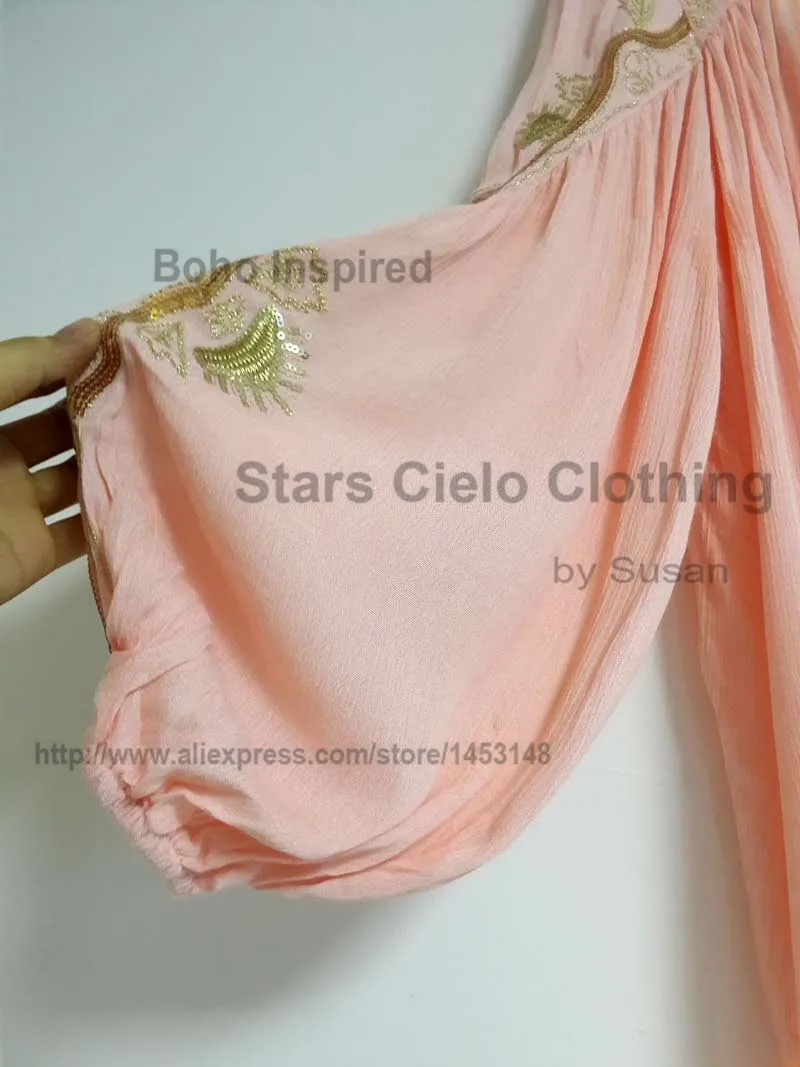 BOHO вдохновляющая блузка женская хлопковая расшитая блестками Цветочная вышивка