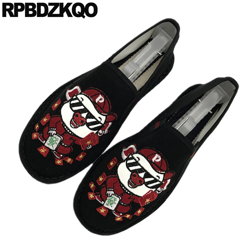 Мужская обувь в стиле ретро с цветочной вышивкой повседневные 46 Весна удобная