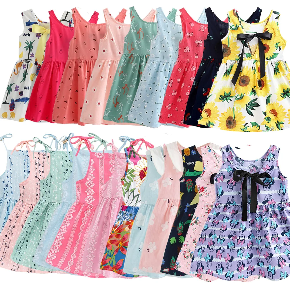 Baby Girl Dress 2019 Summer Solid Flower Striped Princess Dresses For Children Kids Beachwear Party Sundress Clothes | Детская одежда и