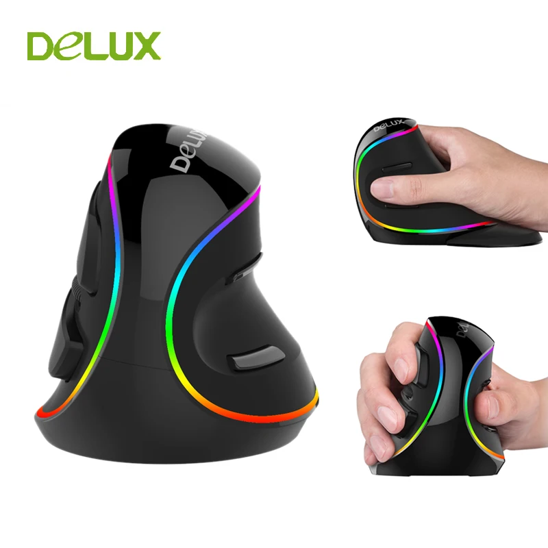 Мышь Вертикальная Проводная Delux M618 Plus 6 кнопок 1600 DPI|optical mause|maus for pc4000 dpi |