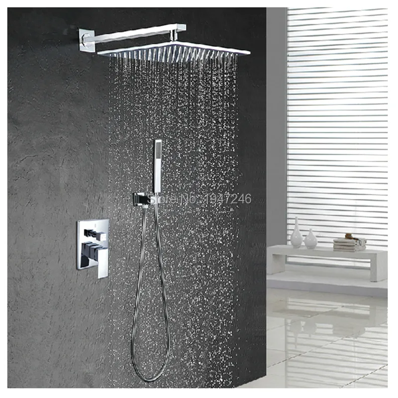 Настенный смеситель для душа Роскошный полированный 10 &quotквадратный стиль