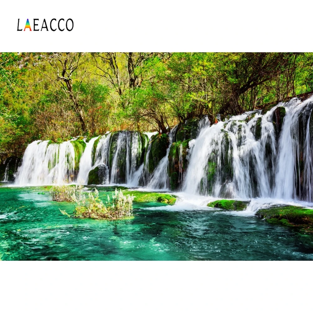 

Laeacco Waterfall Mountain River Nature Backdrops Photography Background Customized Vinyl Photographic Backdrop For Photo Studio