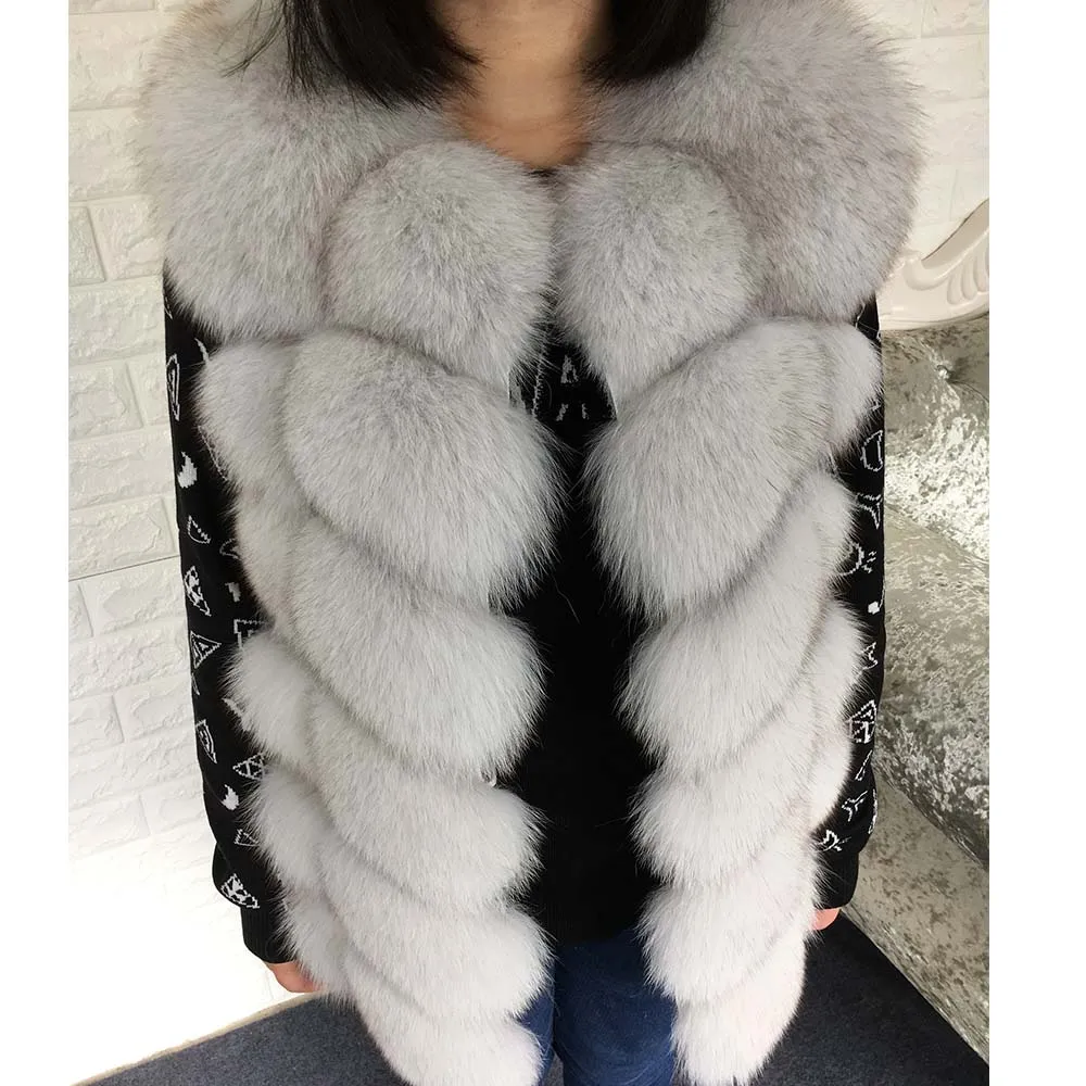 real natural fox fur fur 68cm long natural fox fur vest 88CM fashion sleeveless fur coat Warm women's slim park coat