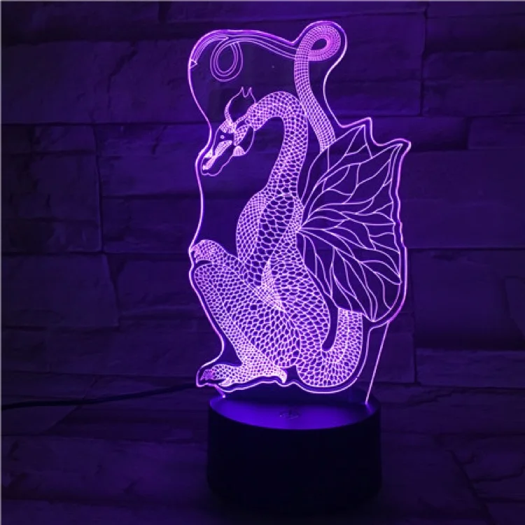 Мультяшный Динозавр Дракон 3D лампа светильник свет s LED USB настроение настольное