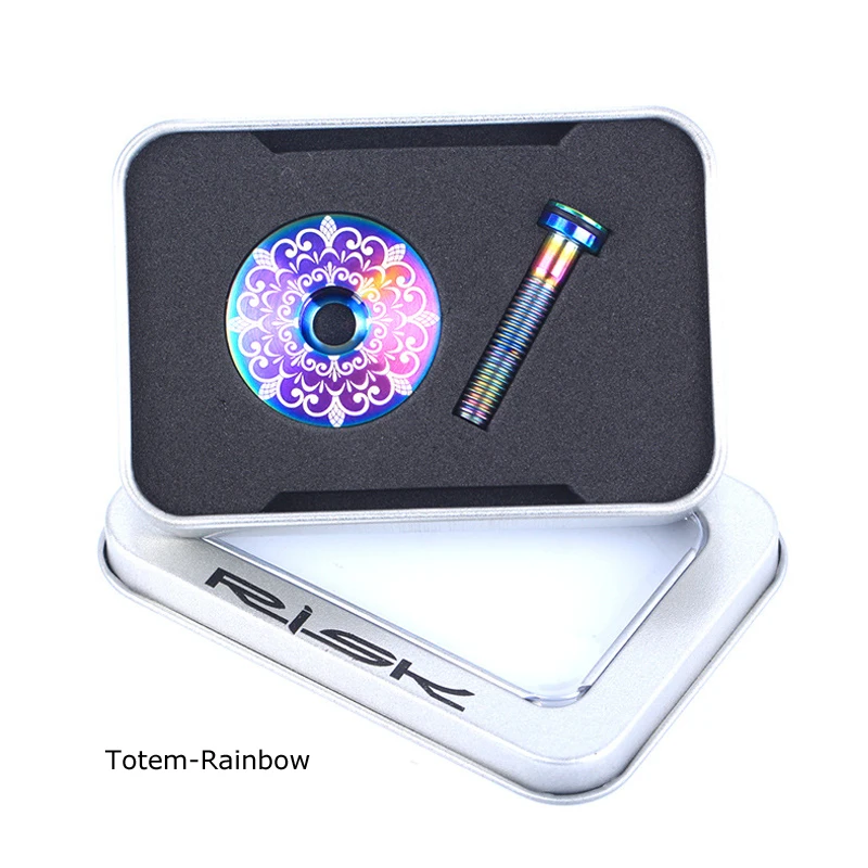 Totem-Rainbow 1 Набор RISK 1 1/" /28,6 мм для горной дороги, велосипеда, впереди, гарнитура, верхняя крышка руля и M6x30, болт со стержнем звездообразной гайки, болт CT4, титан - Цвет: Totem-Rainbow