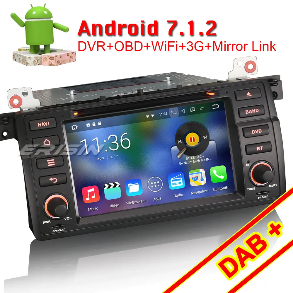 Erisin ES4746B 7 &quotAndroid 1 Автомобильная навигационная система GPS автомобильный DVD для E46