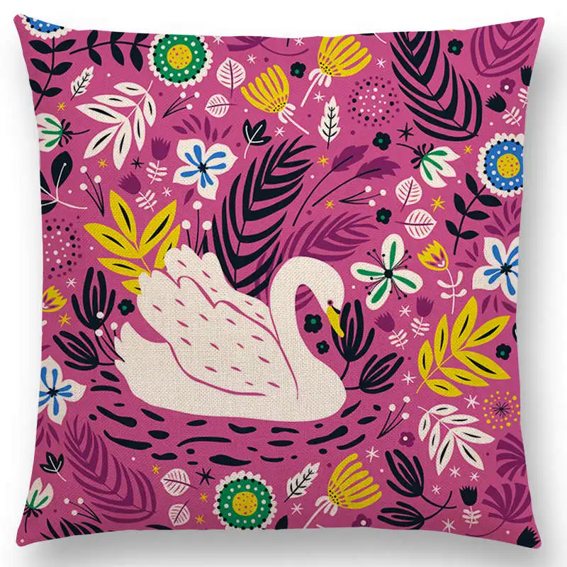 Милые маленькие животные цветочный узор птица Ежик олень Лебедь кролик красивые