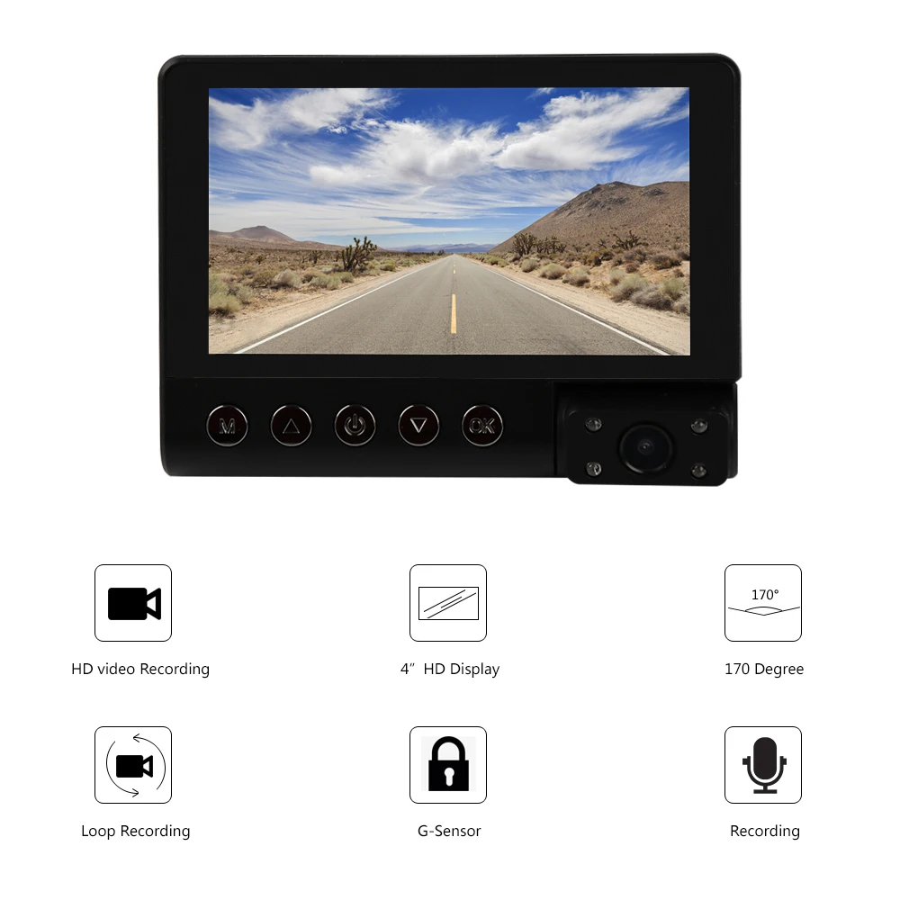 Видеорегистратор 4 дюйма ips lcd Full HD 1080 P Автомобильный видеорегистратор Передняя и