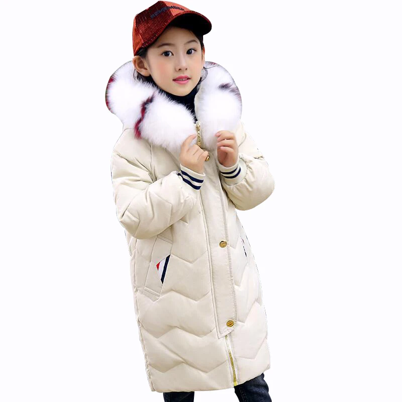 Rlyaeiz/зимние куртки для девочек 2018 Детское пальто белое пуховое теплое модное