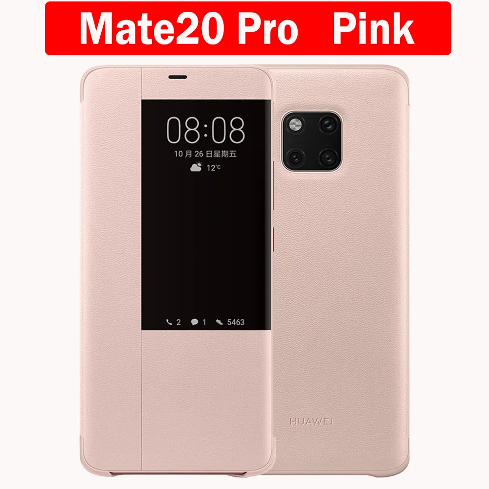 Чехол для huawei mate 20 Pro, чехол для huawei mate 20 X, чехол для mate 20 с откидной крышкой, умный защитный чехол с окошком для просмотра, чехол для huawei mate 20X - Цвет: Mate 20 Pro   Pink