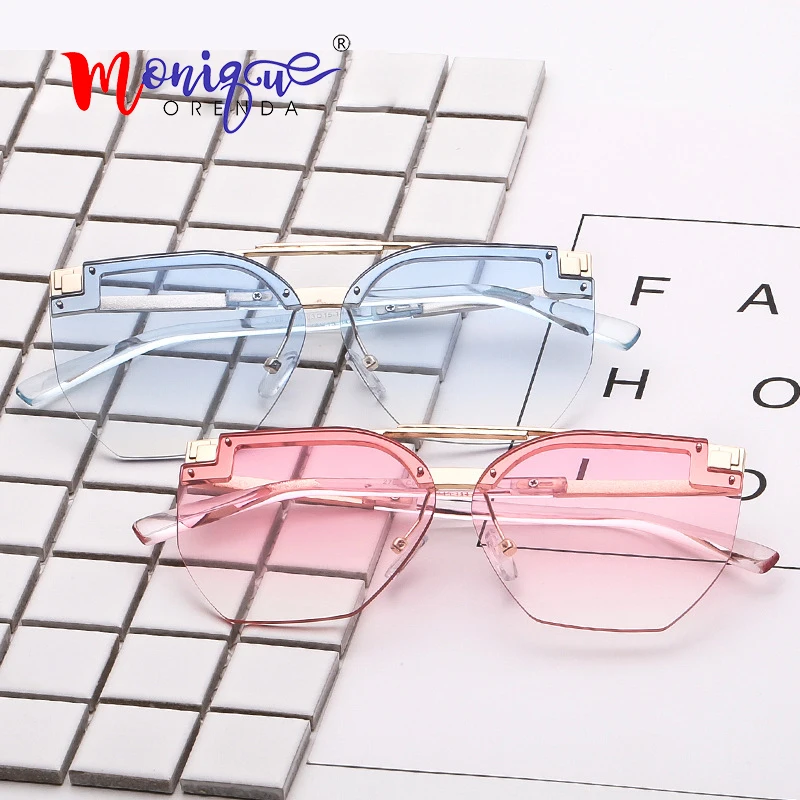 Винтаж негабаритных Flat Top солнцезащитные очки Для женщин Роскошные кошачий глаз