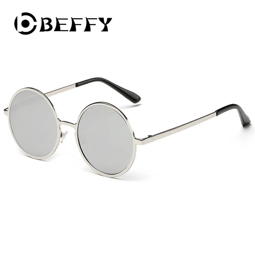 BEFFY женские Солнцезащитные Очки Большой Круглый Металлический Каркас Отражающее
