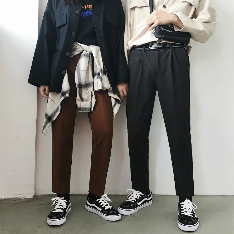 Зимние теплые маленькие брюки в японском стиле Харадзюку 2018 повседневные