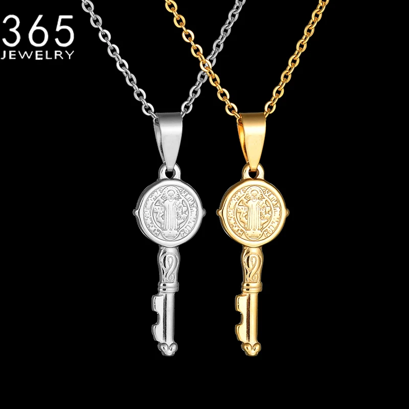 Новый дизайн ожерелье золотистого цвета с искусственным ключом из нержавеющей