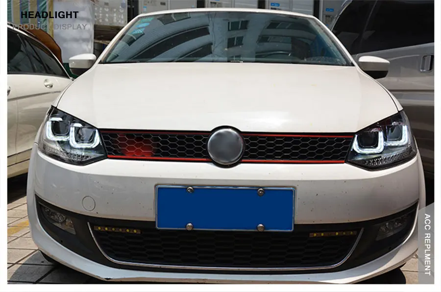 2 шт. светодиодный фары для VW Polo 2013- светодиодный автомобильный фонарь ангельские глазки ксенон HID комплект Противотуманные фары светодиодный дневные ходовые огни