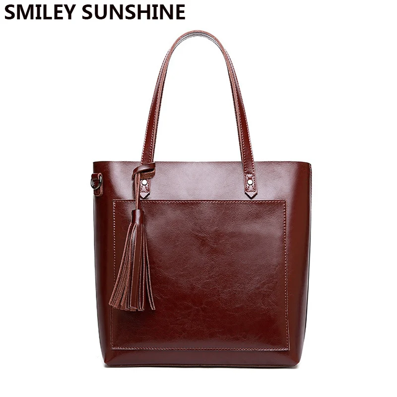 Женские сумки через плечо SMILEY SUNSHINE Большие Офисные Сумки из натуральной коровьей
