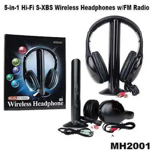 Новинка 5 в 1 наушники HiFi гарнитура Беспроводные с FM радио для MP3 ПК Стерео ТВ CD