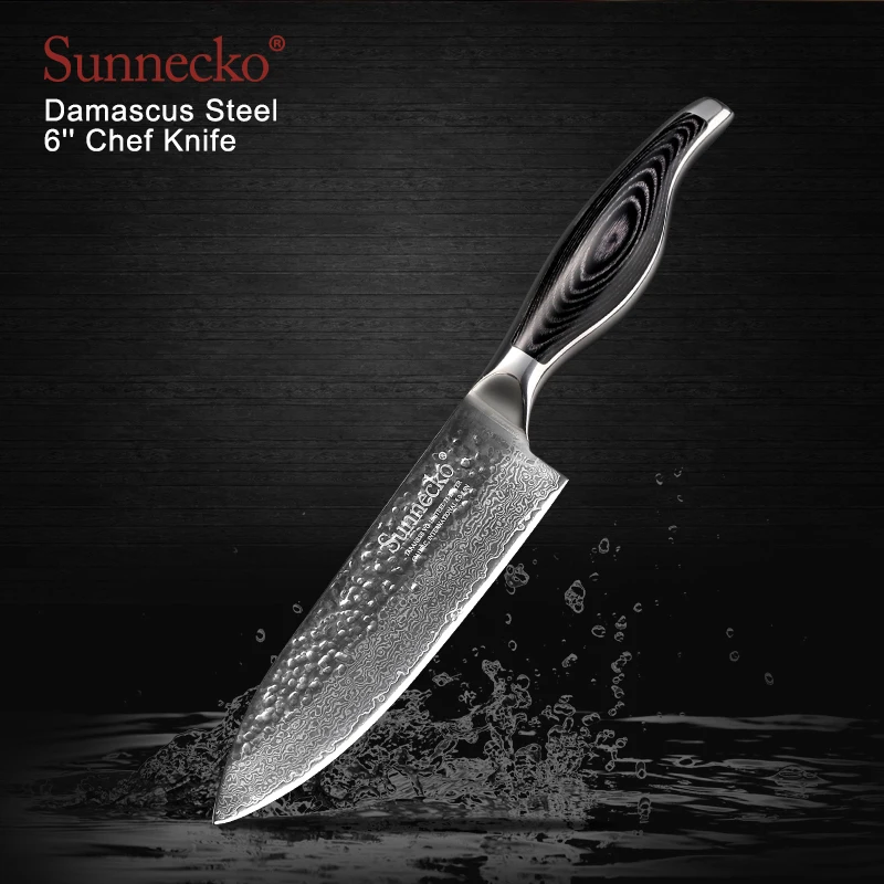 SUNNECKO Профессиональный 6 ''шеф повар 3 5'' сравнивая Ножи Дамаск японский VG10