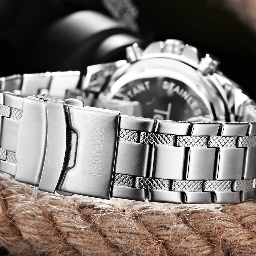 Многофункциональный мужские часы бизнес TEMEITE Брендовые наручные кварцевые