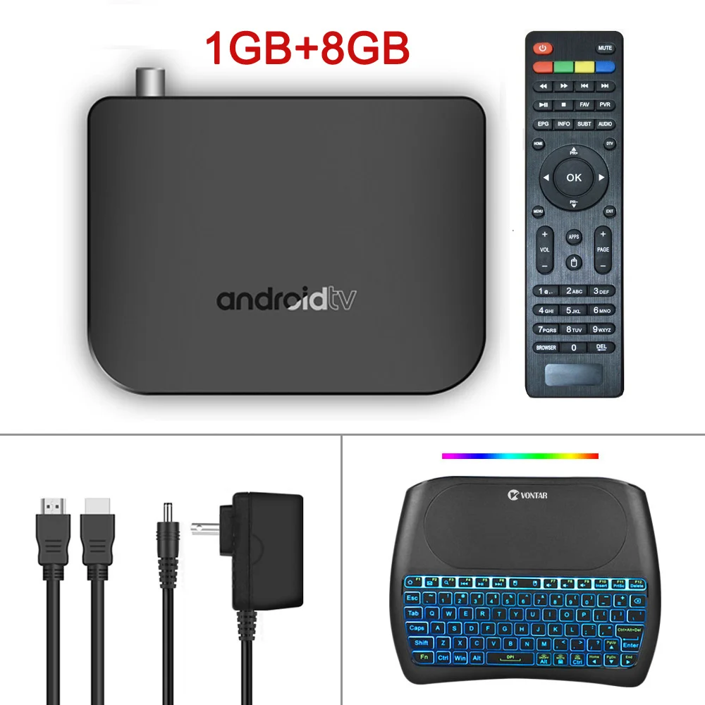 VONTAR DVB-S2 Смарт ТВ приставка Android 7,1 Amlogic S905D четырехъядерный 1 ГБ 8 ГБ 1080p 4K 30 кадров в секунду Youtube Google Play Store MECOOL M8S PLUS - Цвет: 1G 8G with D8 keyboa