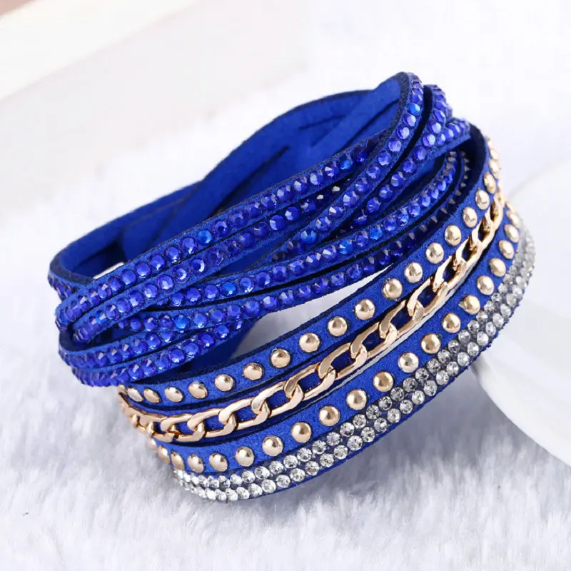 Женский Многослойный кожаный браслет стразы с кристаллами|bangle plastic|bangle stand bracelet